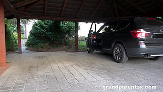 Old versus young interracial couple at GrandParentsX