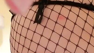 JOI Black Panties & Black Fishnet Pantyhose, BBW Tits Pussy