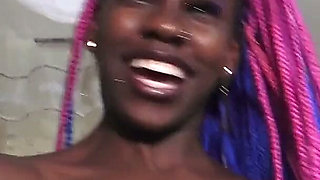 Ebony Teen Pearl Teasing with Dildo and Chocolate