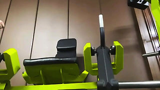 Hot Girl in the Gym Training and Play with Herself