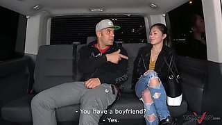 Asian cutie Lin gets picked up by a big cock stranger who fucked her in the bang bus