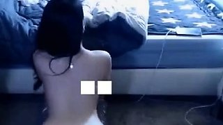 Asian Babe Grinds Pillow on Webcam