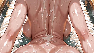Lotion Hot Spring - a Story About Impregnating a Seductive Married Stepmom with Multiple Creampies