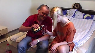 Blonde Babe Fingers Pussy Hard on Bed