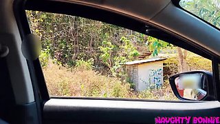 Hitchhiker Asian MILF Naughty Bonnie Sucks Little Cock in Car for Ride to Next City
