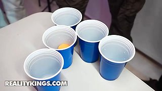 Reality kings - college cuties Selina Bentz and nikki nicole share smooches, fellatios and a hot dormitory room threesome