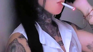 Risky Sex on the Balcony Gothic Babe in White Takes Hard Cock with People Nearby