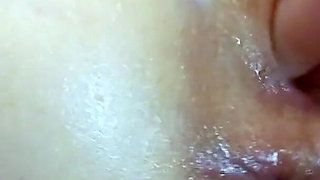 POV girl masturbating the ass of American skinny teen with huge toys