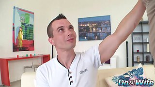 Old Blonde Adriana Love Fucks a BBC While Her Cuckold Looks on