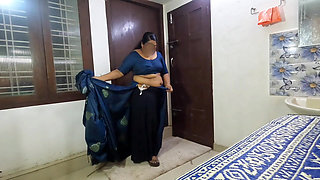 Sexy Bhabi in Blue Saree, Removing Saree to Show Here Sexy Chubby Body. Big Boss and Ass
