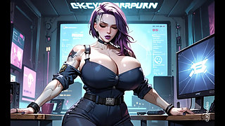 Cyberpunk police woman undress (Ai animation)