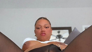 Stimulating My Clit with Vibrator Threw My Black Tights