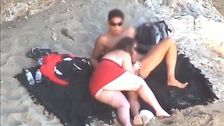 Chubby Niece devours cock on the beach