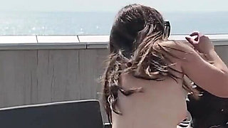 Paola Get Nail on Roof Top and Pee 305