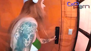 Christmas Threesome with Latina Girlfriends - Blowjob and Ass Fucking Makes Me Cum Hard