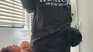 Behind the Scenes Stepmother with a Big Butt and Stepson Share a Bed in a Hotel Room