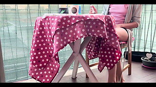 Italian Couple Blowjob Under Table After Eating Deep Creampie POV