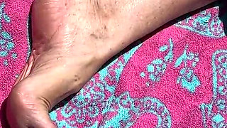 Fan Request Granny Naked in Sun Shows Dirty Rough Soles & Toes GILF 2