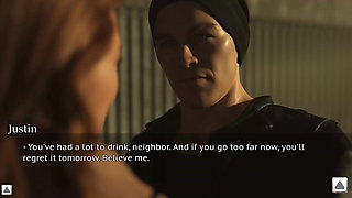 The Stepmother Is Holding a Handsome Neighbor Close and Kissing Him Deeply