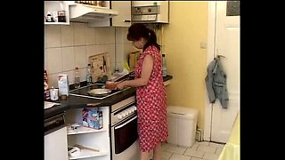 Horny German wife blows handyman and takes hard cock
