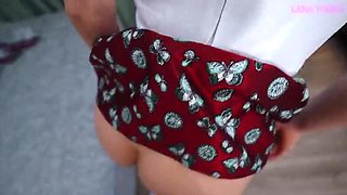 MILF Stepmom Catches Step Son Jerking Off & Helps Him Cum On Her Face - Lana Young