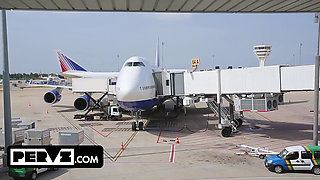 Sexy Alexis Wilson Nails Her Flight Attendant Interview by Nailing the Pervy Pilot