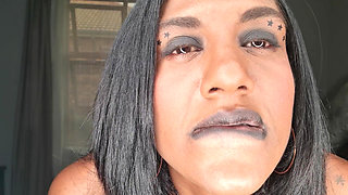 Desi Slut Dirty Talking While Playing, Displaying Her Tongue and Soft Lips