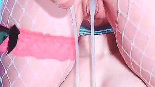 Japanese Schoolgirl Shudders in Orgasm, Squeezing Sperm Out of Her Pussy