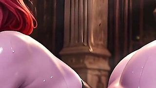 Busty Purple Sugar Mommy in Corset and Stockings Rides Hard in Candlelit Mansion - Masked Redhead Gets What She Wants