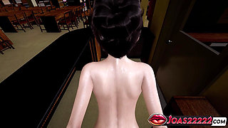 Big Tits Japanese Librarian in Stockings - Indulge in POV Cowgirl Fuck with Tits Massage, Standing Doggystyle Tight Pussy