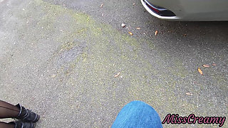Dick Flash - I Pull Out My Cock in Front of a Hot Girl Between Cars on the Street and She Helps Me Cum - Real Very Risky