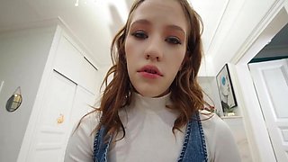 Tiny girl in a slutty outfit wants to get dick in POV