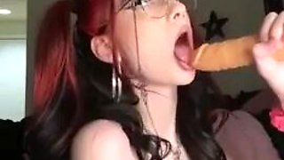 See Punk inhaling faux-cock (hexmami)