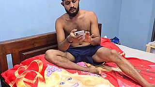 Real Indian Stepsister helps stepbrother cum quickly in her panties while parents wait outside