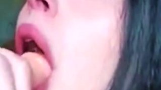 Amateur Girl Sucks Dildo with Homemade Passion