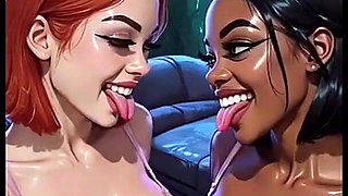 Beautiful Lesbians Tongue and Kiss Fetish, Ai Animation