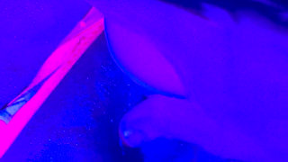 Ebony Goddess Leaking: Neon Thong & Dildo Squirt