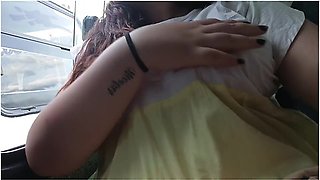 Horny on the bus, coming home to a mess of cum