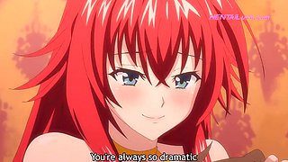 Rias Undresses Slowly Before Giving Issei a Deep  Warm Oral Finish  HENTAI Parody