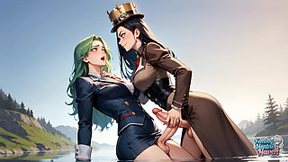 A Transvestite Wearing Glossy Brown Leather Garb Reclines on a Rocky Shore - the Kinkiest Femboy Porn Around!