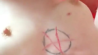 Skinny teen punk tick Laura fucked hard in bukkake gangbang