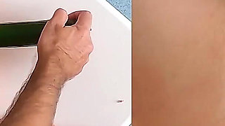 The Vegetable Slave Gets a Double Penetration with Cucumber, Stuck Deep in Her Pussy and Ass