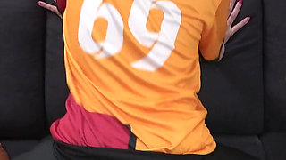 Juicy Pussy Sexy Girl Love Playing with Cum After Soccer Training