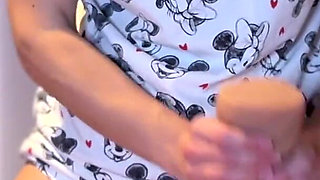 Jerking My Husband with a Silicone Pussy Masturbator Until He Cums