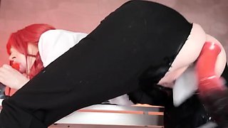 Amateur redhead poses and masturbates with toys
