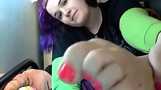 Emo Goth Girl's Foot Fetish Webcam Show