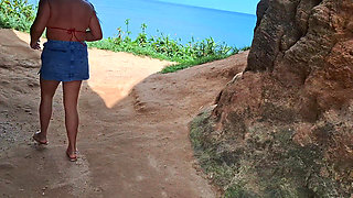 Creampie on Big Pussy Friend at the Beach - Outdoor Threesome