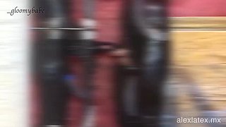 Alex Latex Deep Throat Blowjob in BDSM Dungeon Cage - Latex Bondage Sex