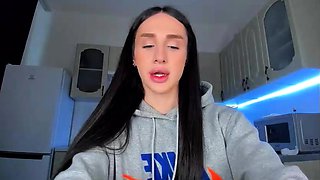 Tattood shemale tranny plays with ass during masturbation