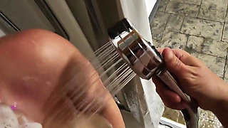 POV Public Shower Blowjob Behind the Scenes with Hot Wife